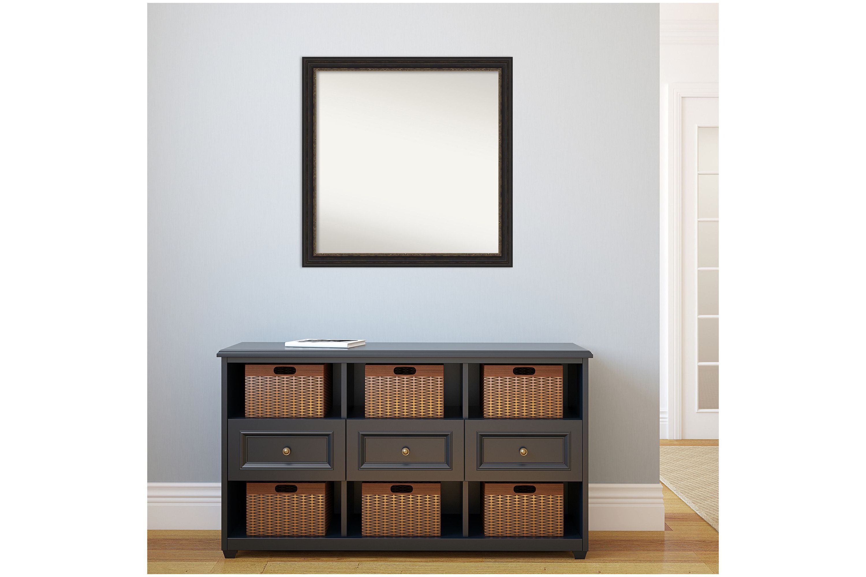 Accent Bronze Narrow Non-Beveled Framed Bathroom Wall Mirror