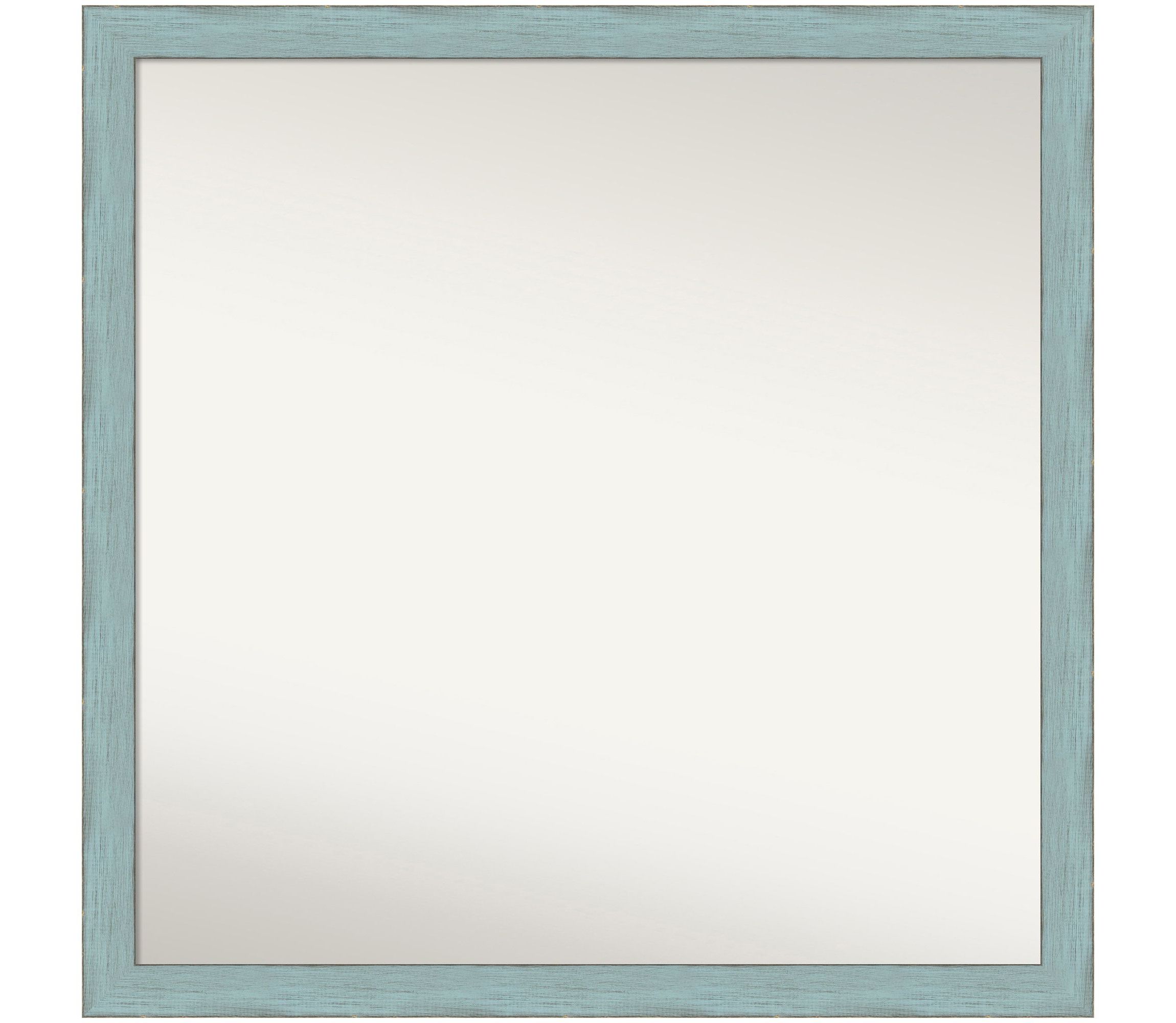 Sky Blue Rustic Non-Beveled Wood Framed Bathroom Wall Mirror