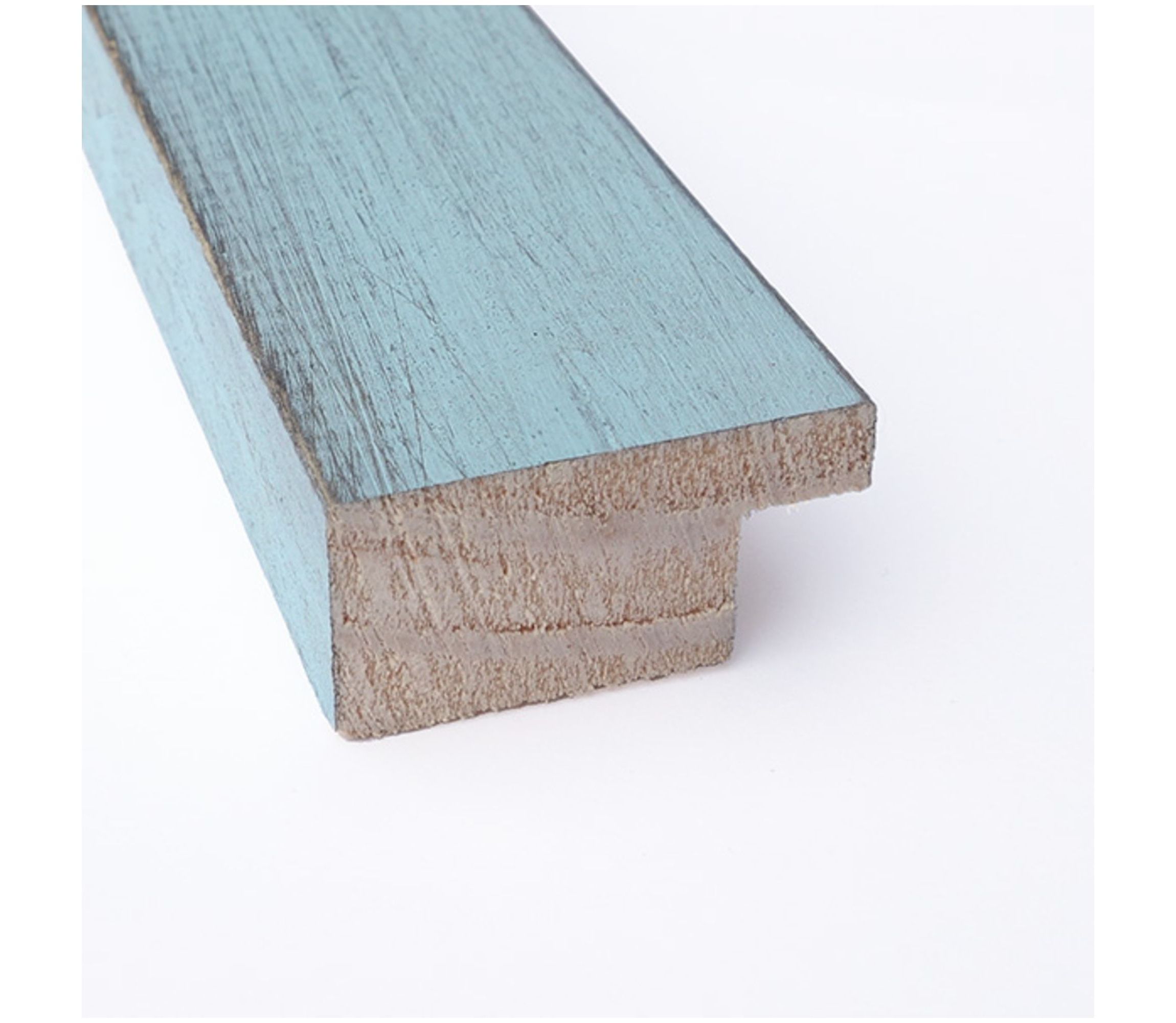 Sky Blue Rustic Non-Beveled Wood Framed Bathroom Wall Mirror