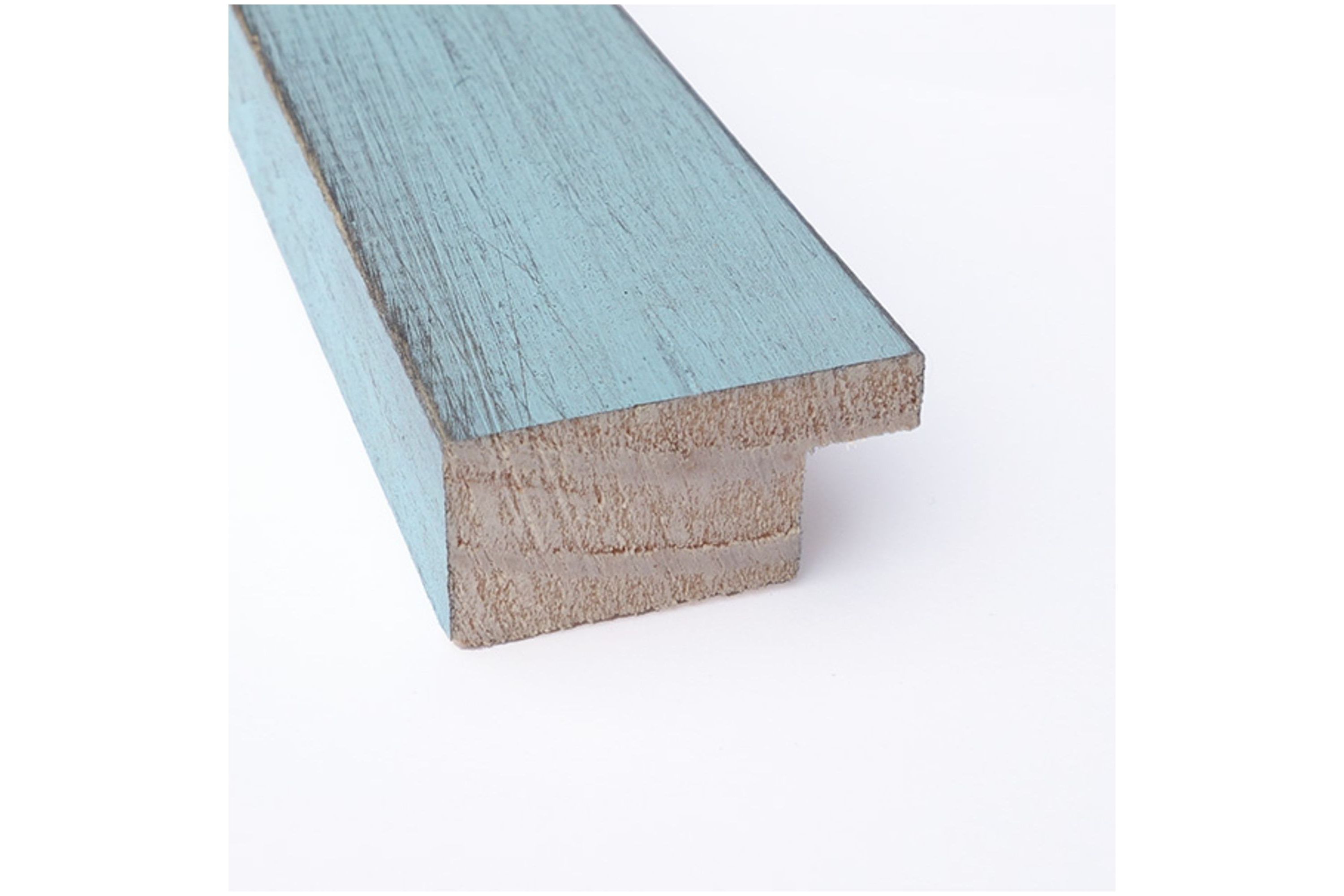 Sky Blue Rustic Non-Beveled Wood Framed Bathroom Wall Mirror