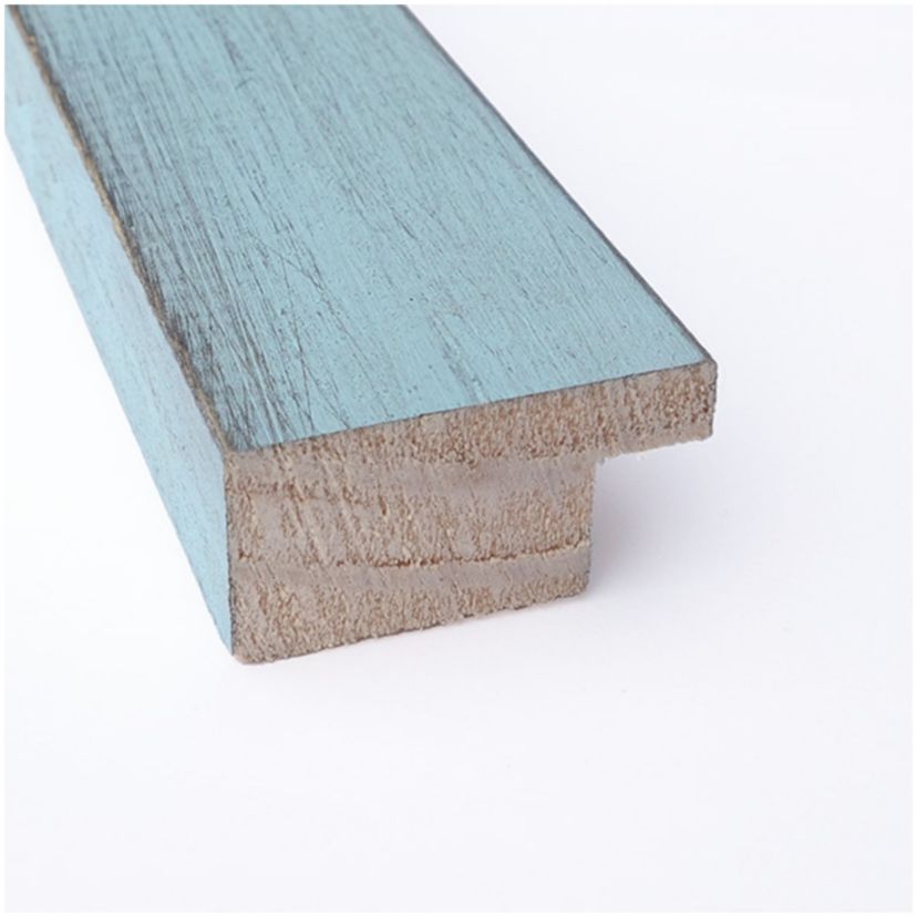 Sky Blue Rustic Non-Beveled Wood Framed Bathroom Wall Mirror