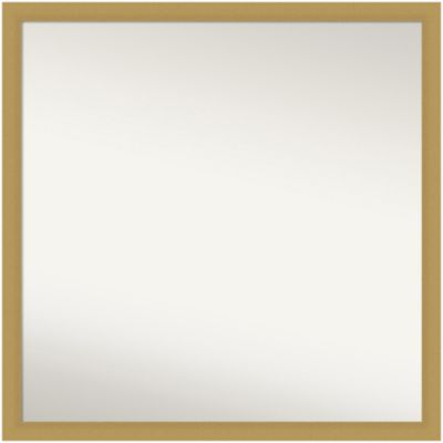 Amanti Art Grace Brushed Gold Narrow Non-Beveled Framed Bathroom Wall Mirror, Large