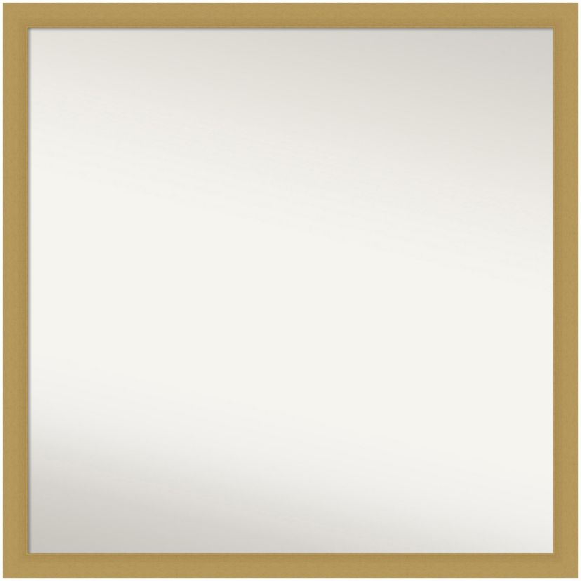 Grace Brushed Gold Narrow Non-Beveled Framed Bathroom Wall Mirror