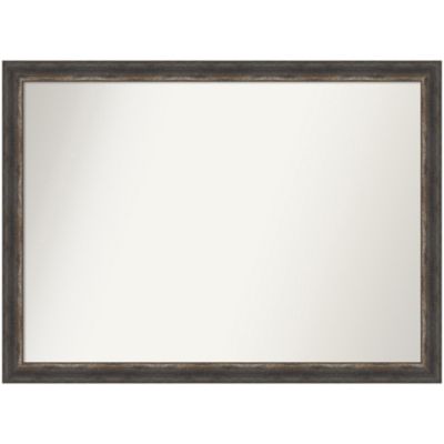 Amanti Art Bark Rustic Char Narrow Non-Beveled Framed Bathroom Wall Mirror, Brown, Large