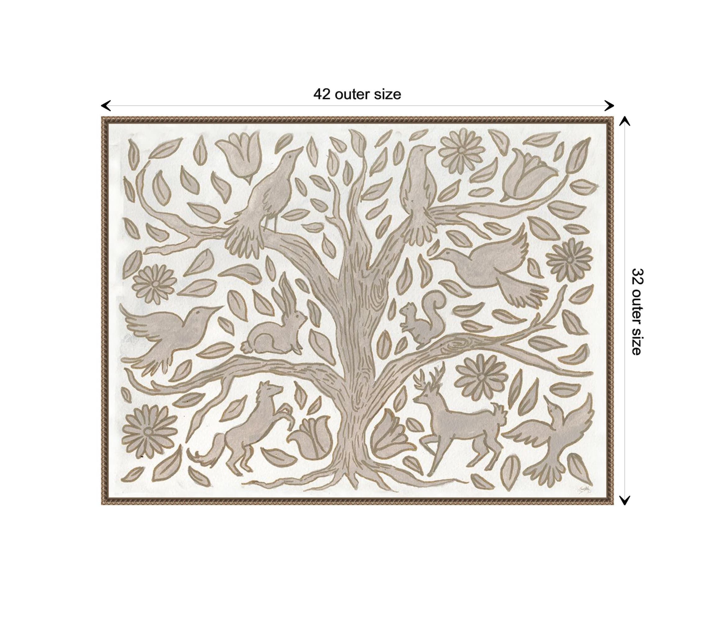 Animal Tree Framed Canvas Wall Art Print
