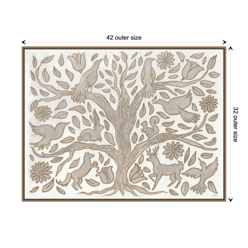 Animal Tree Framed Canvas Wall Art Print