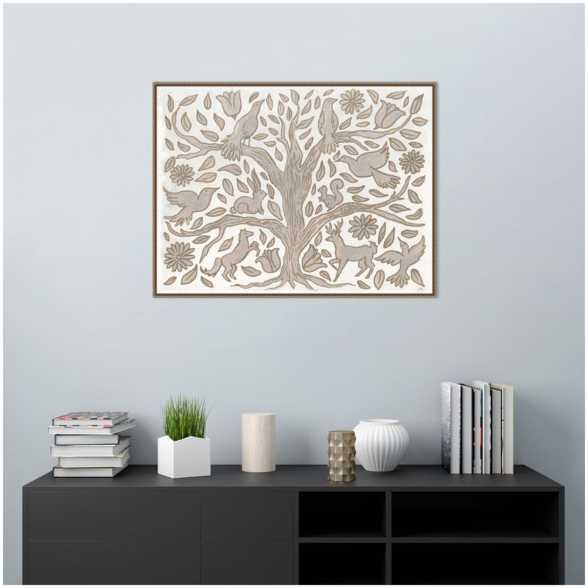 Animal Tree Framed Canvas Wall Art Print