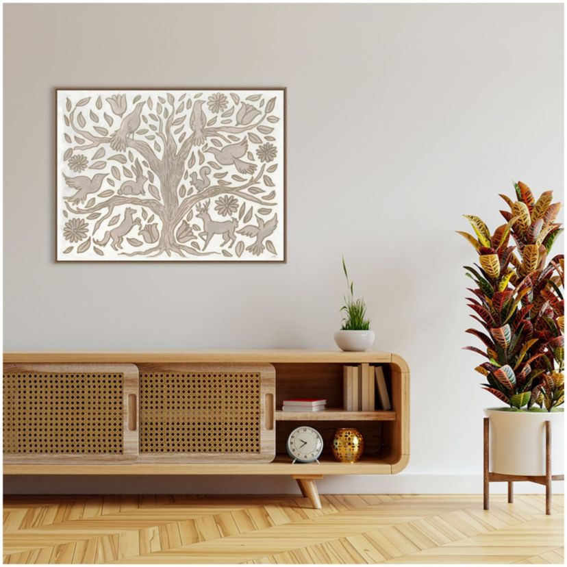 Animal Tree Framed Canvas Wall Art Print