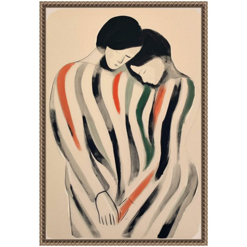 Intimate Embrace Man and Woman Framed Canvas Wall Art Print