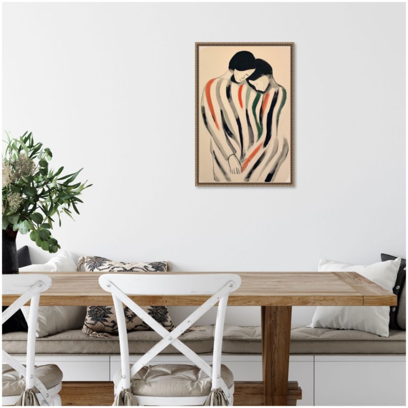 Intimate Embrace Man and Woman Framed Canvas Wall Art Print