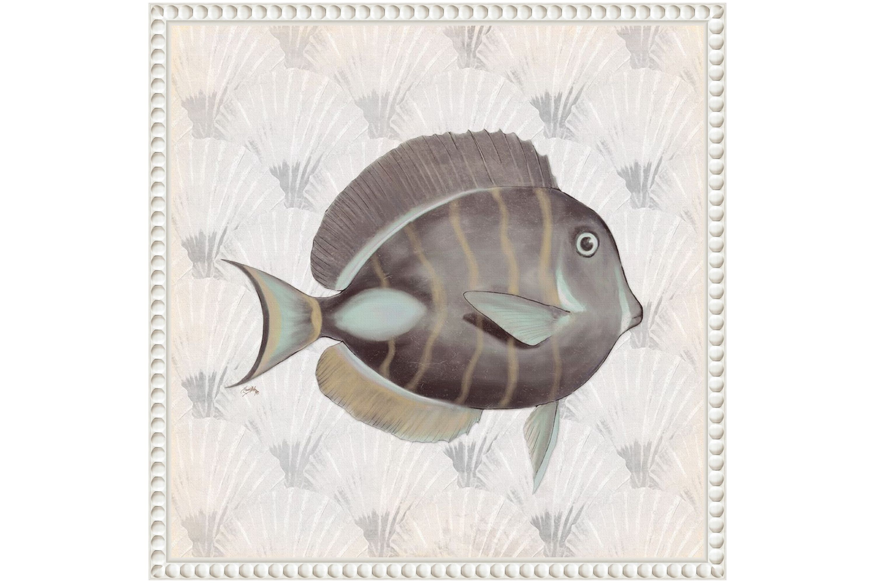 Neutral Vintage Fish II Framed Canvas Wall Art Print