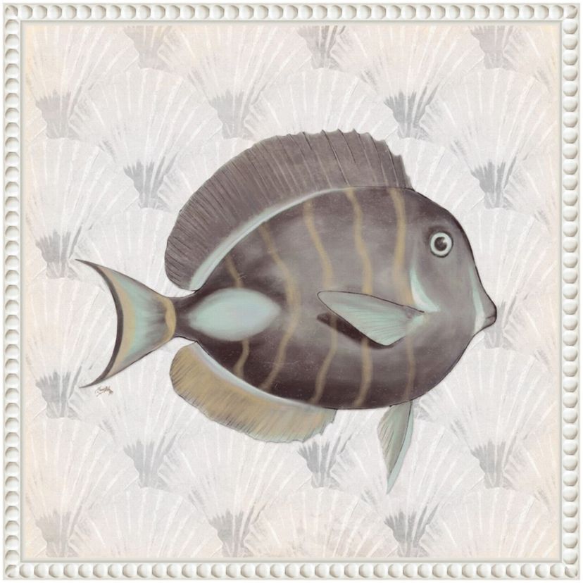 Neutral Vintage Fish II Framed Canvas Wall Art Print