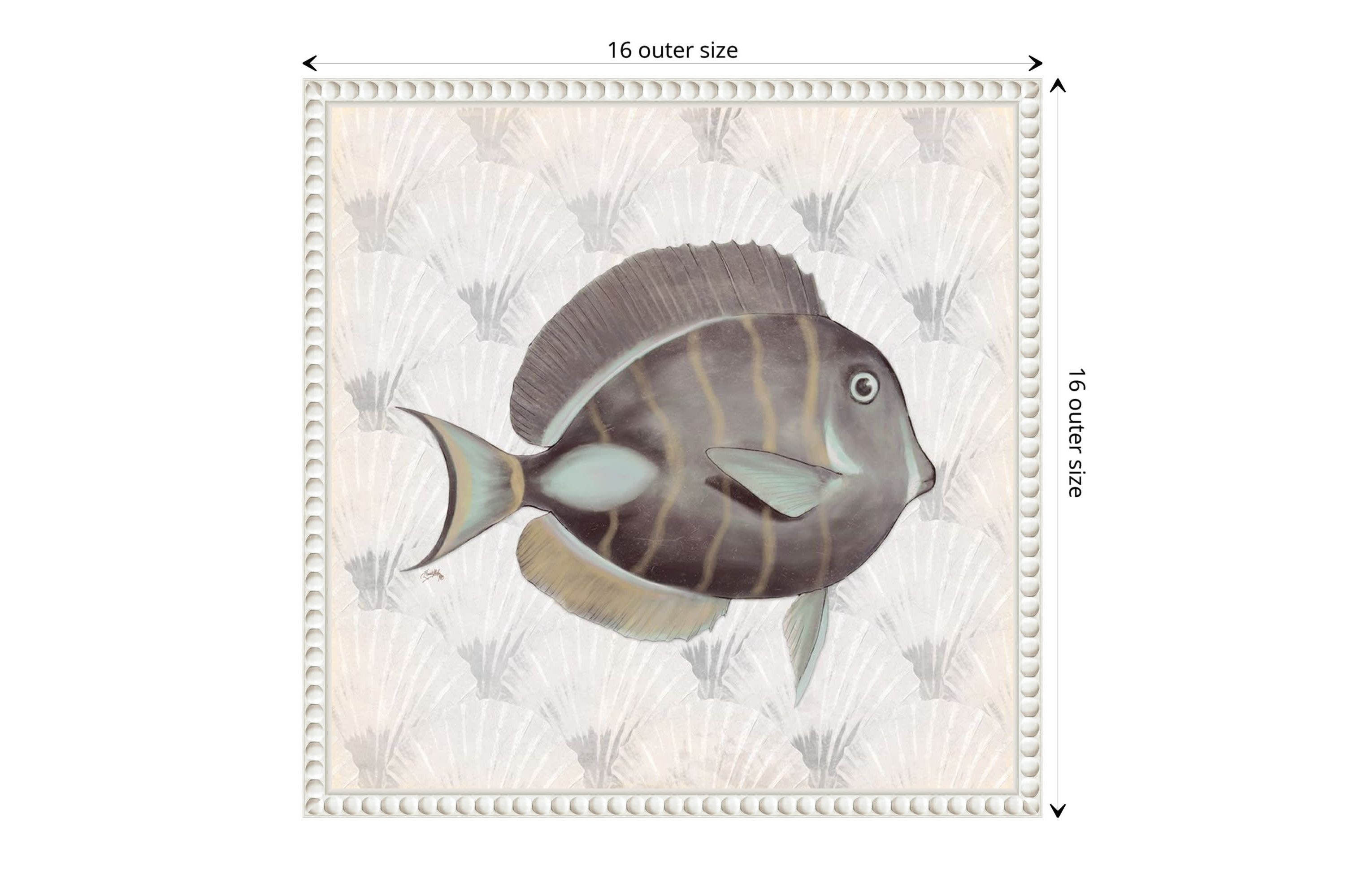 Neutral Vintage Fish II Framed Canvas Wall Art Print