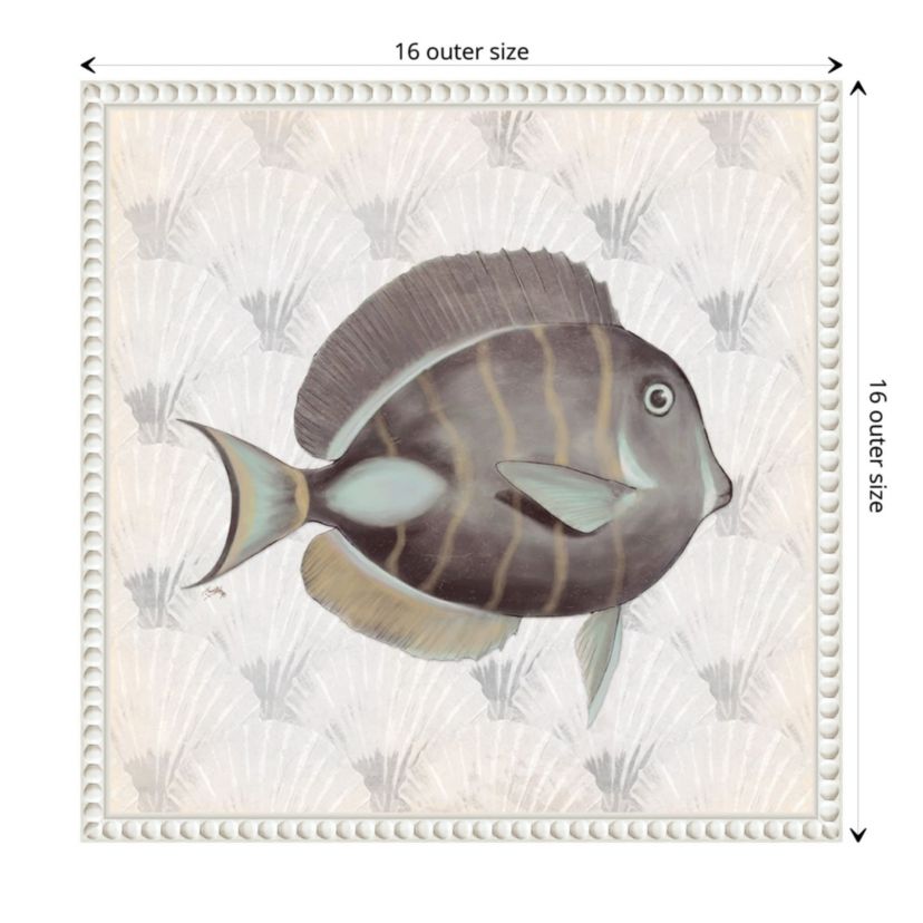 Neutral Vintage Fish II Framed Canvas Wall Art Print