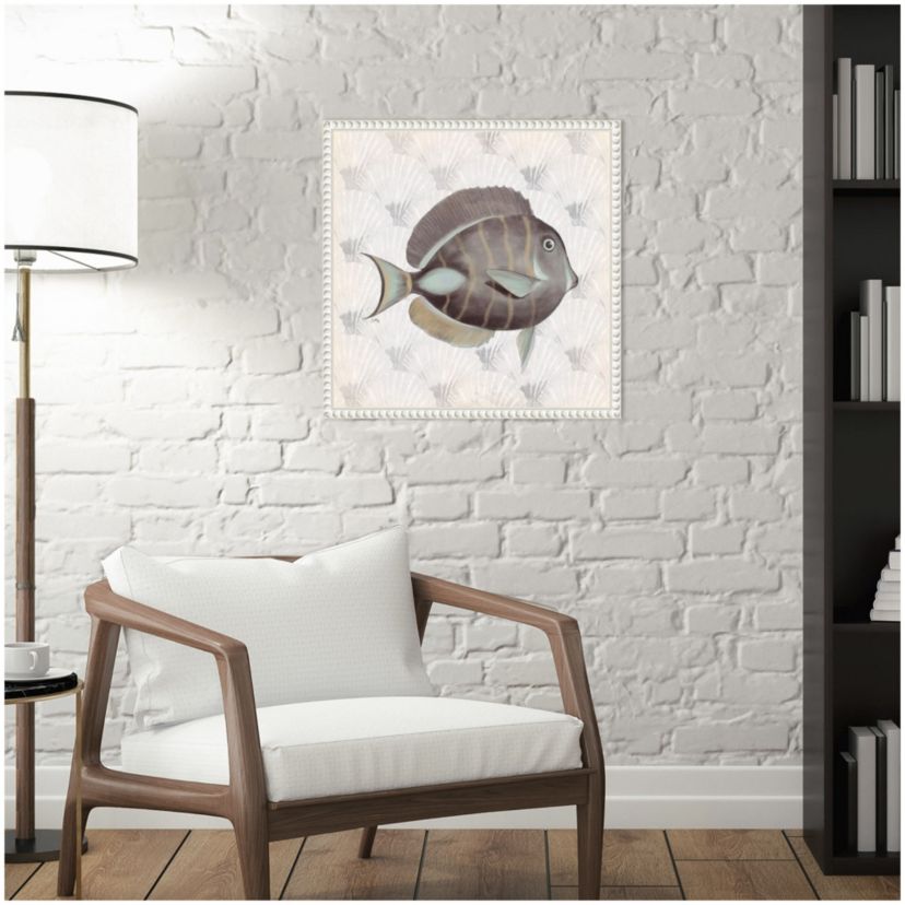 Neutral Vintage Fish II Framed Canvas Wall Art Print
