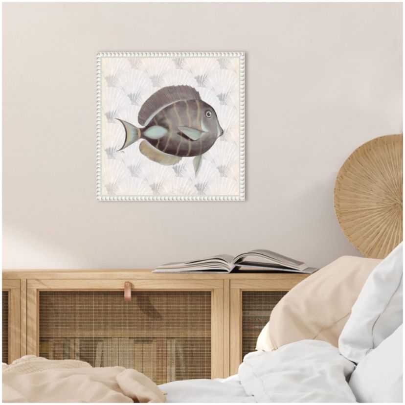 Neutral Vintage Fish II Framed Canvas Wall Art Print