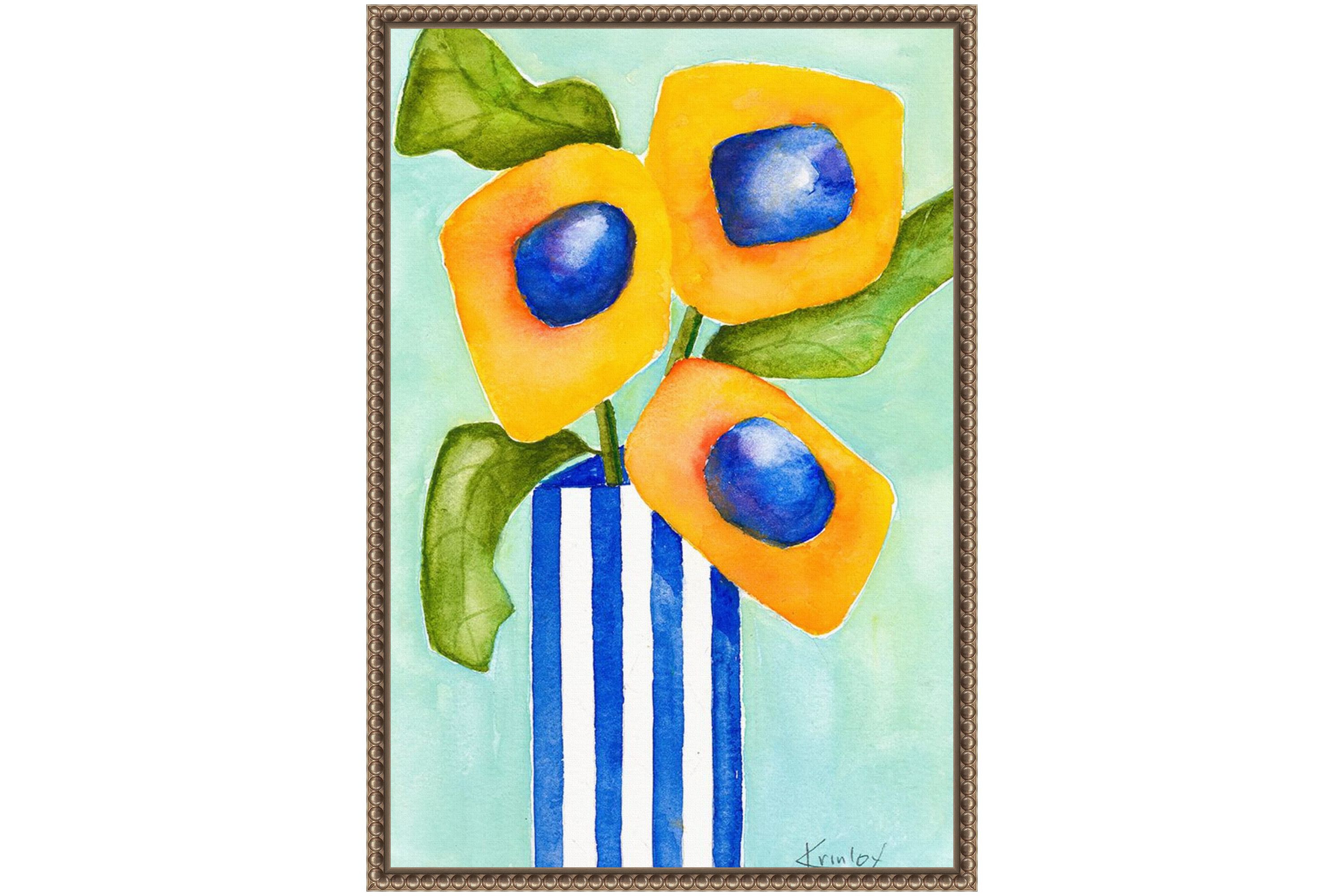 Yellow Floral Arrangement Framed Canvas Wall Art Print