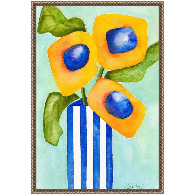 Yellow Floral Arrangement Framed Canvas Wall Art Print