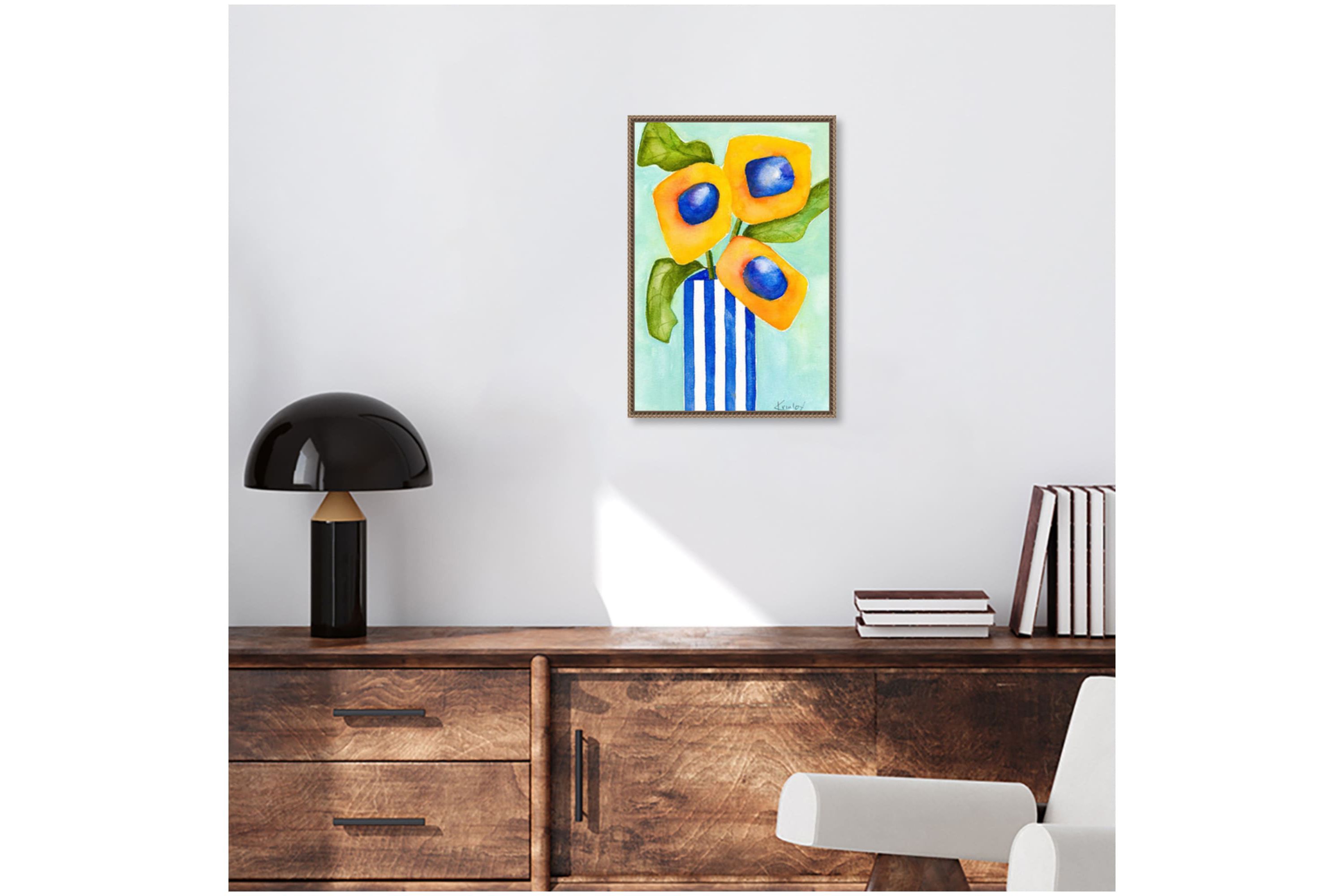 Yellow Floral Arrangement Framed Canvas Wall Art Print