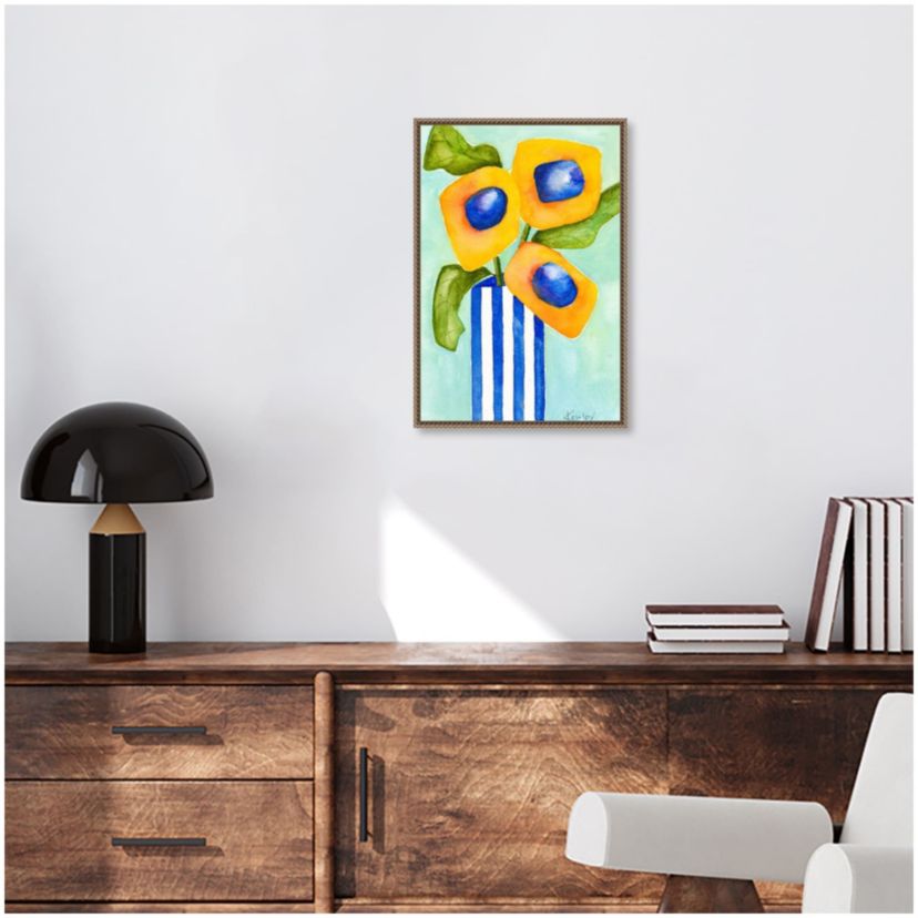Yellow Floral Arrangement Framed Canvas Wall Art Print