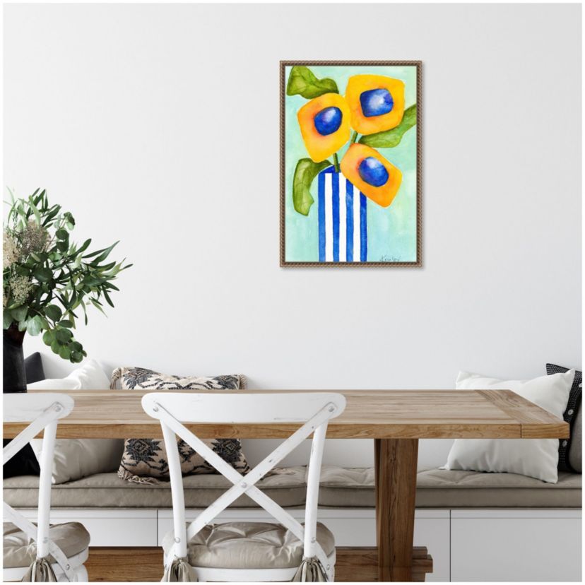 Yellow Floral Arrangement Framed Canvas Wall Art Print