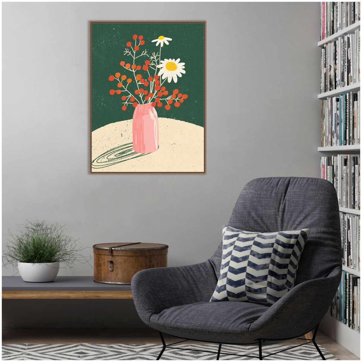 Vase Floral Framed Canvas Wall Art Print