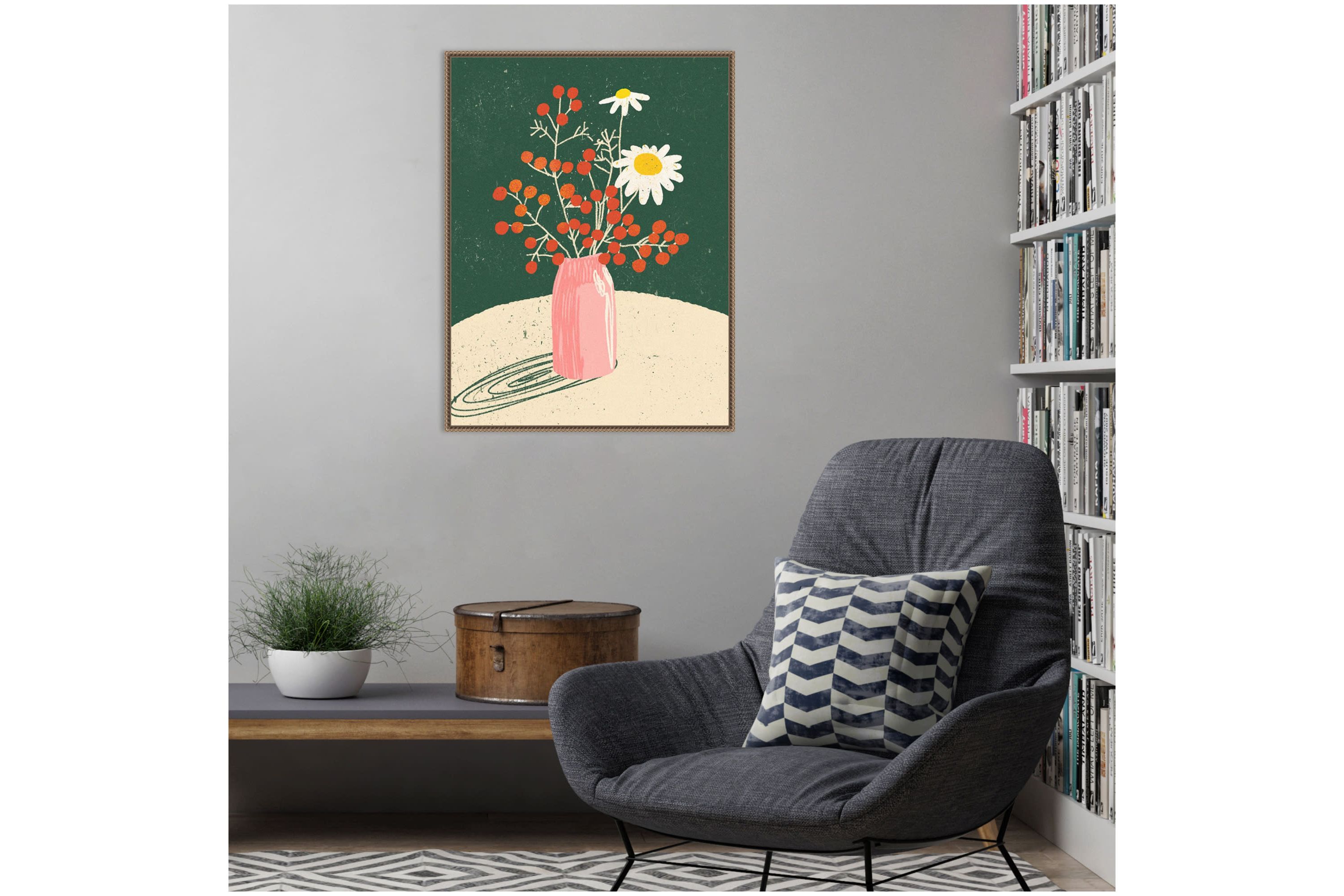 Vase Floral Framed Canvas Wall Art Print