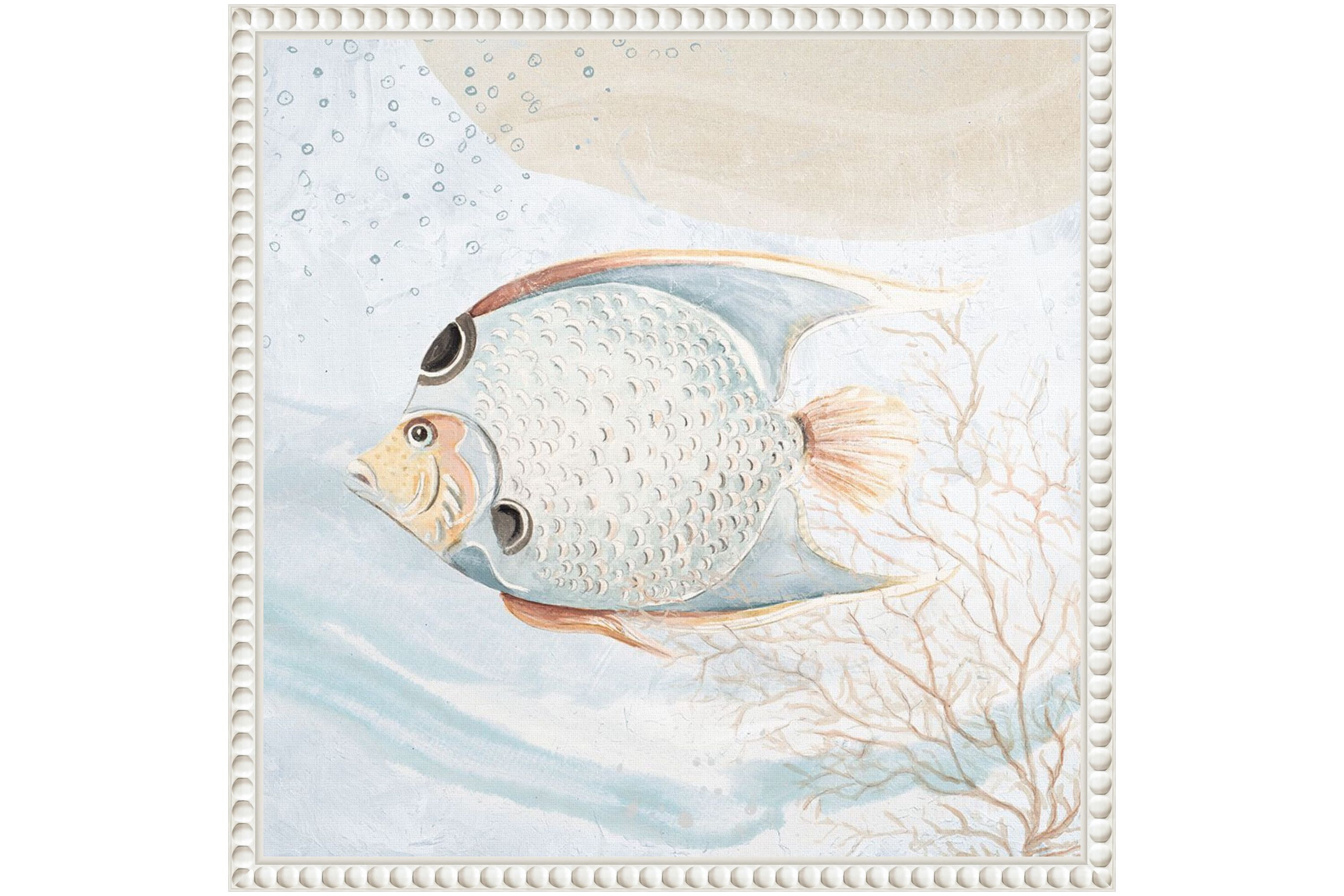 Ocean Oasis Bubbles Tropical Fish Framed Canvas Wall Art Print