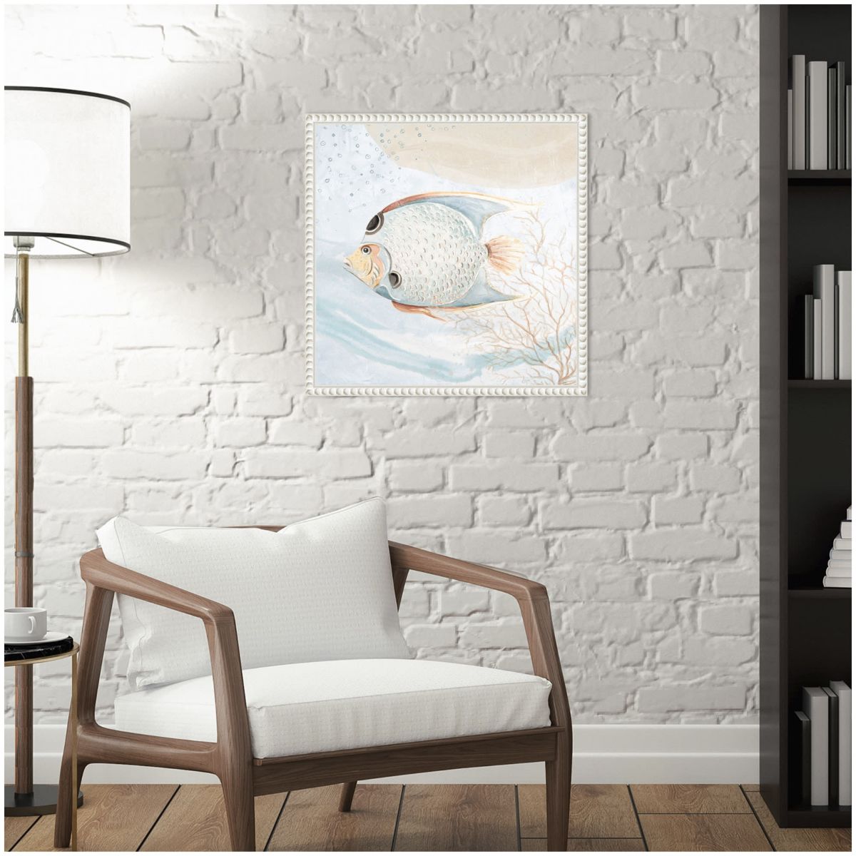 Ocean Oasis Bubbles Tropical Fish Framed Canvas Wall Art Print