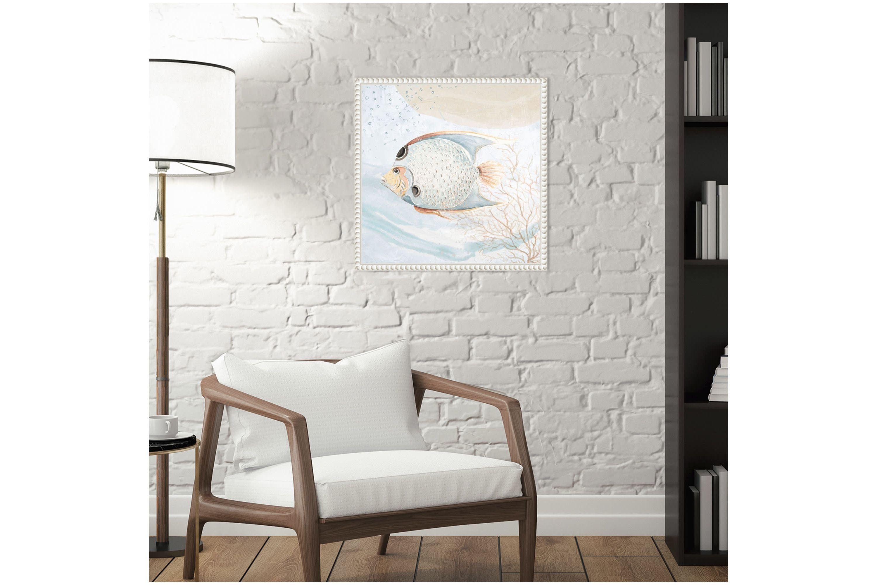 Ocean Oasis Bubbles Tropical Fish Framed Canvas Wall Art Print