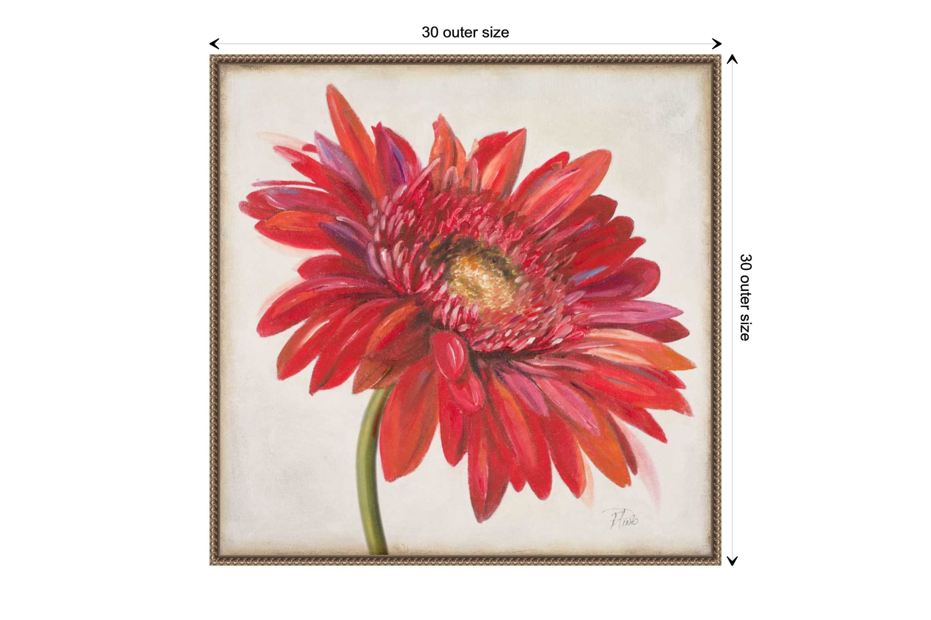 Red Gerber Daisy Framed Canvas Wall Art Print