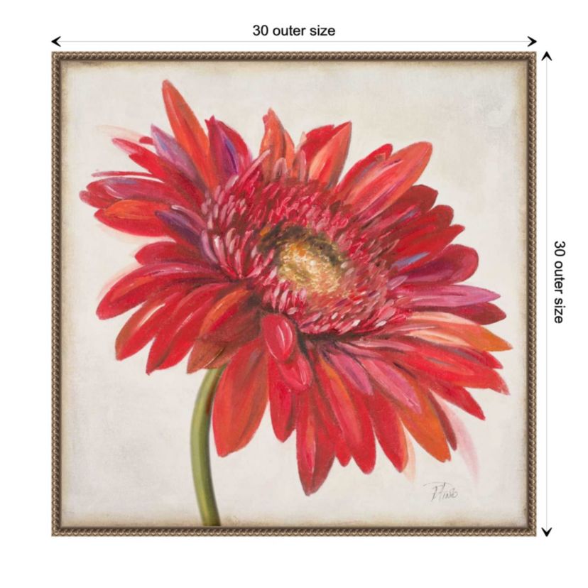 Red Gerber Daisy Framed Canvas Wall Art Print