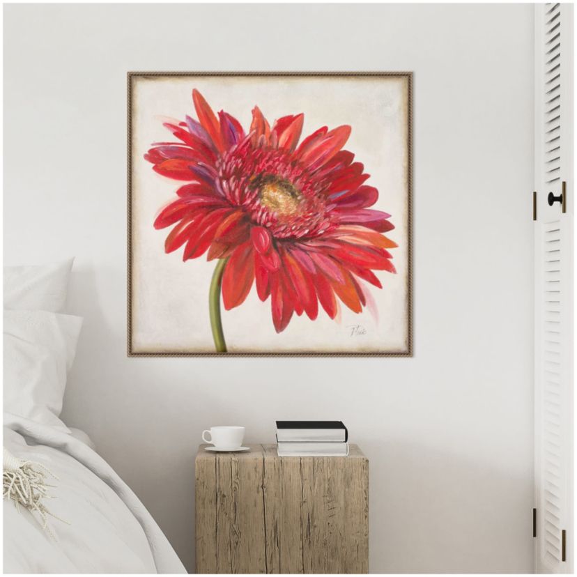 Red Gerber Daisy Framed Canvas Wall Art Print