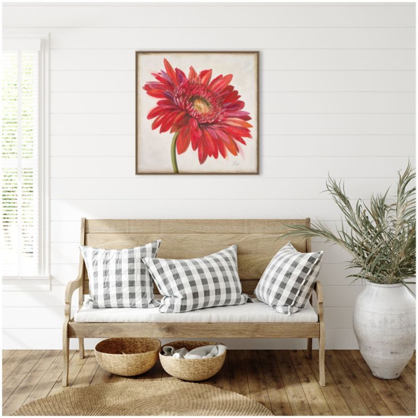 Red Gerber Daisy Framed Canvas Wall Art Print