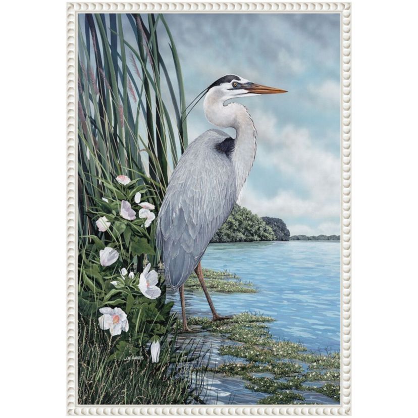 Great Blue Heron Framed Canvas Wall Art Print