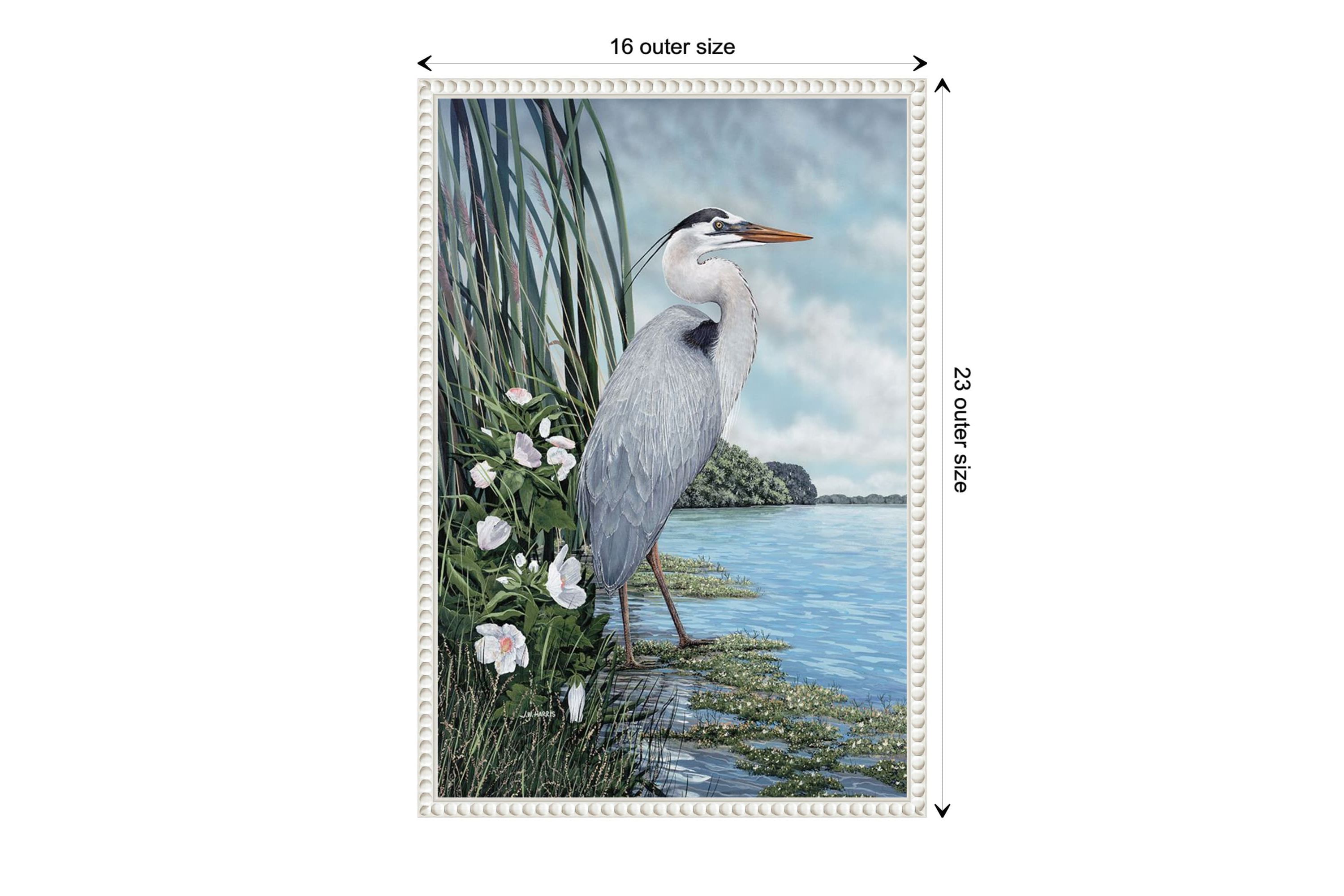 Great Blue Heron Framed Canvas Wall Art Print