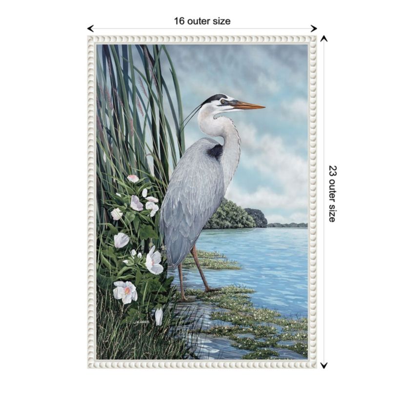 Great Blue Heron Framed Canvas Wall Art Print