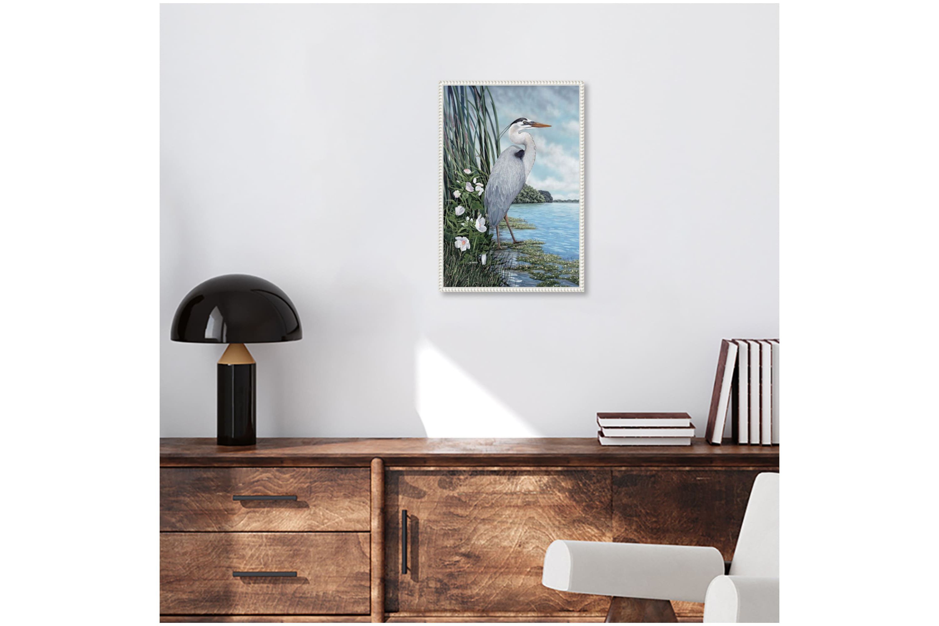 Great Blue Heron Framed Canvas Wall Art Print