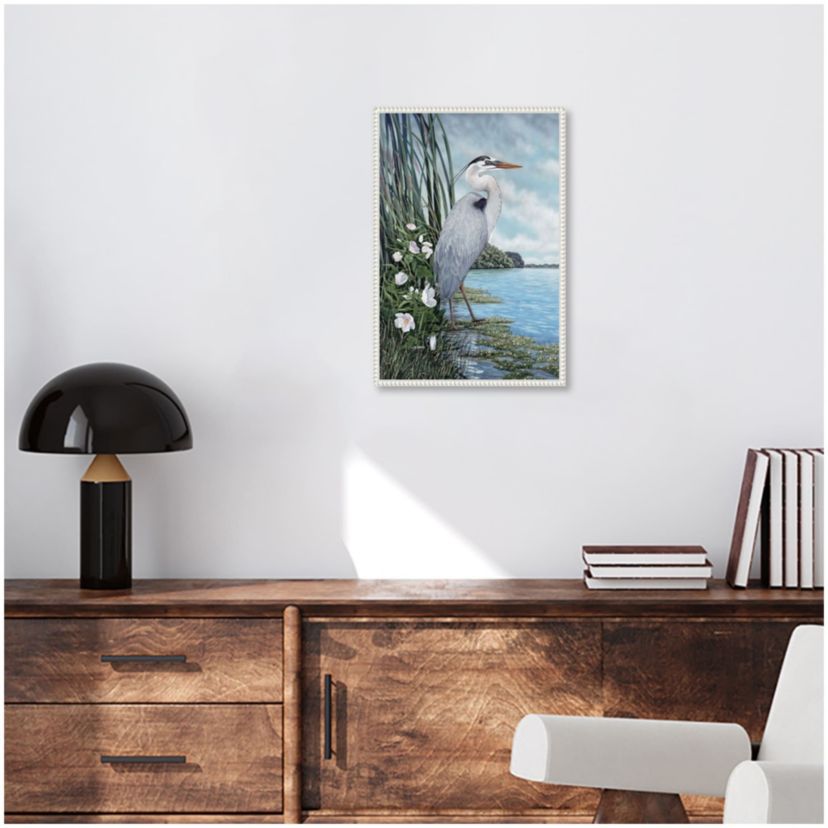 Great Blue Heron Framed Canvas Wall Art Print
