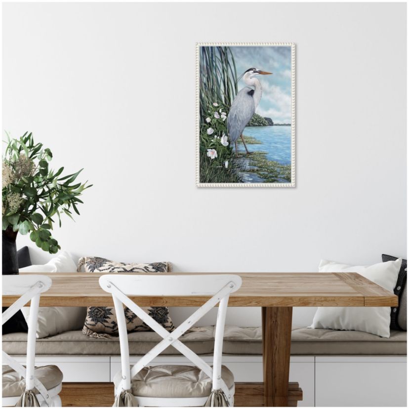 Great Blue Heron Framed Canvas Wall Art Print