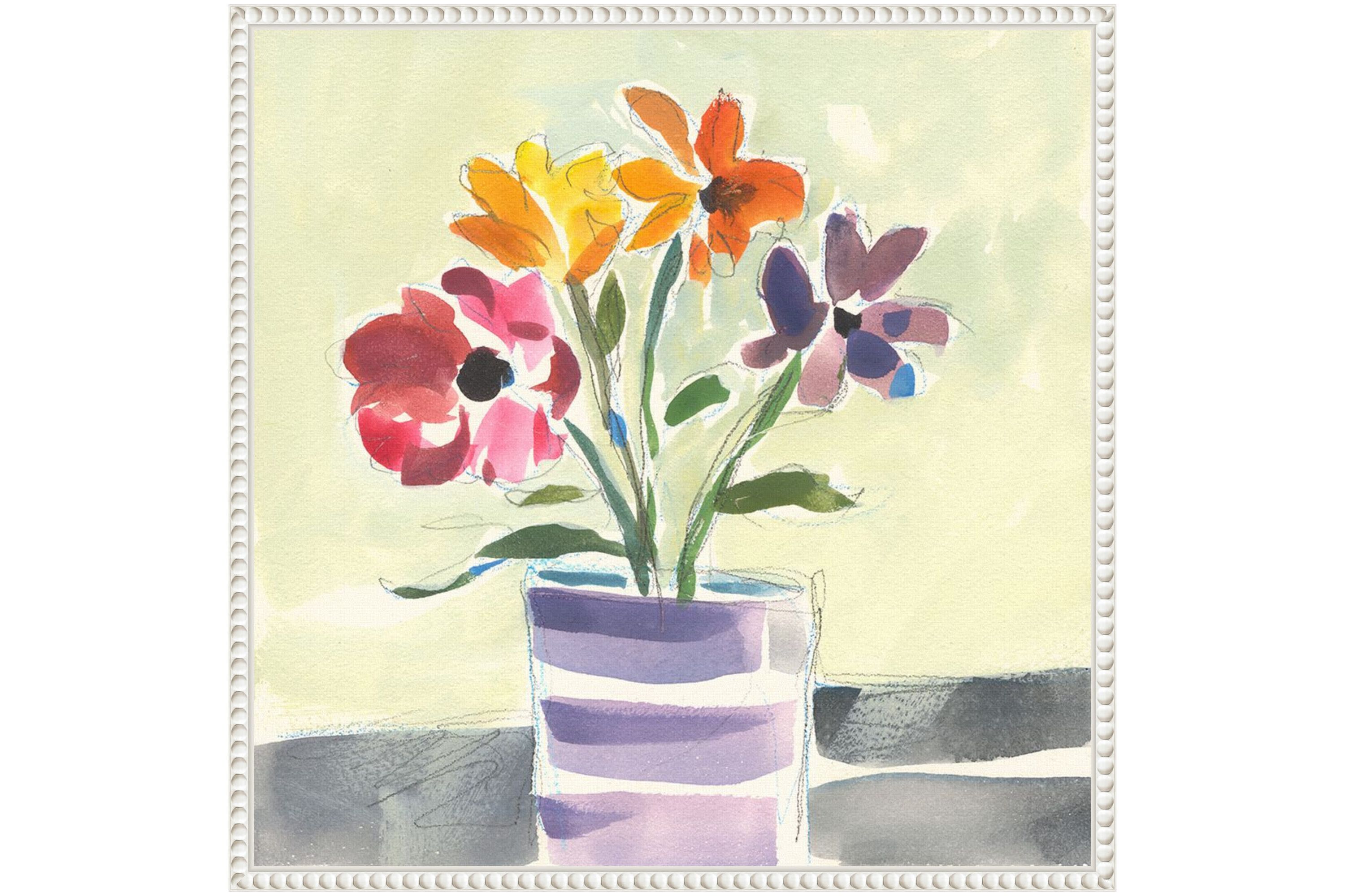 Morning Flowers Framed Canvas Wall Art Print
