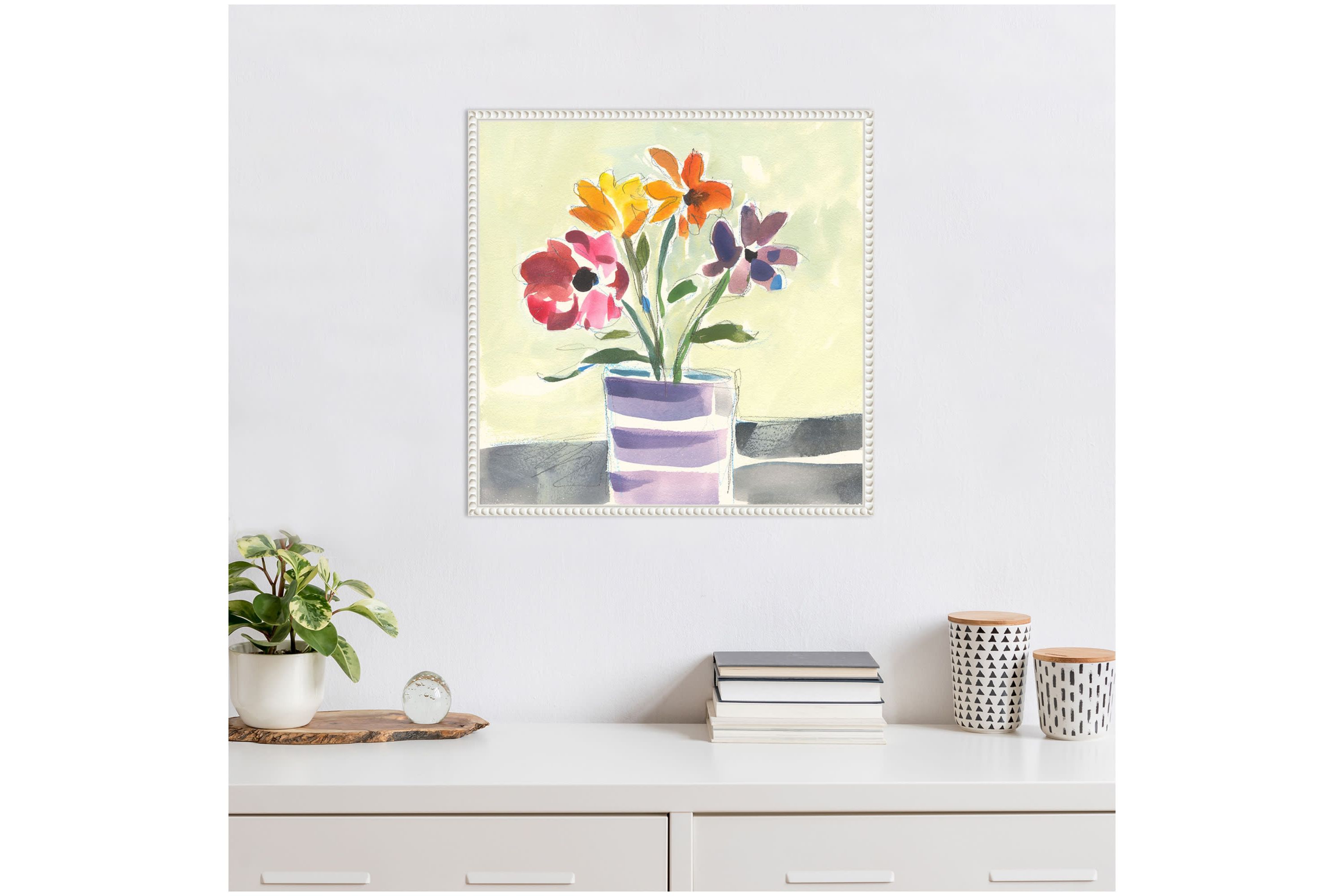 Morning Flowers Framed Canvas Wall Art Print