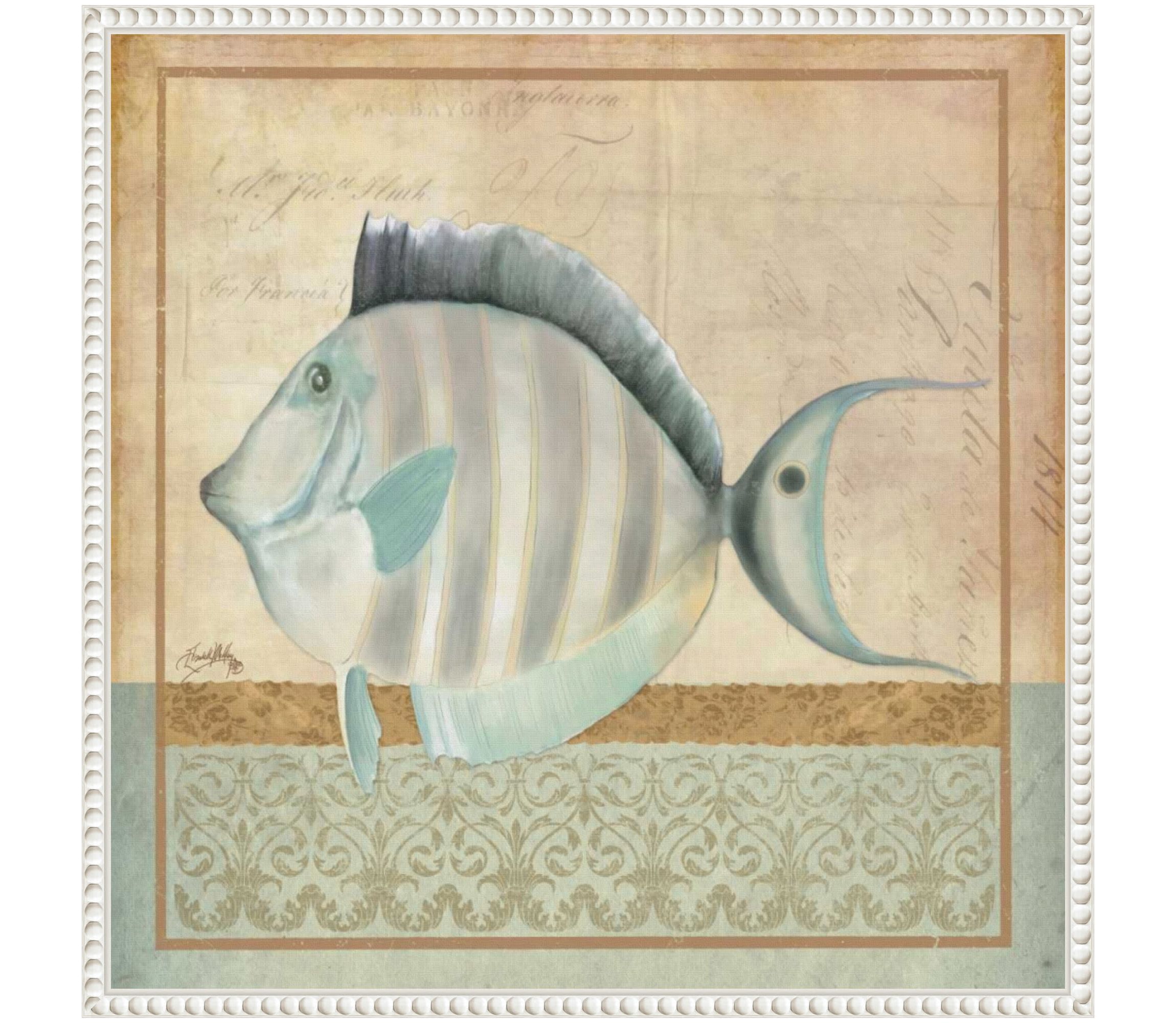 Vintage Fish III Framed Canvas Wall Art Print