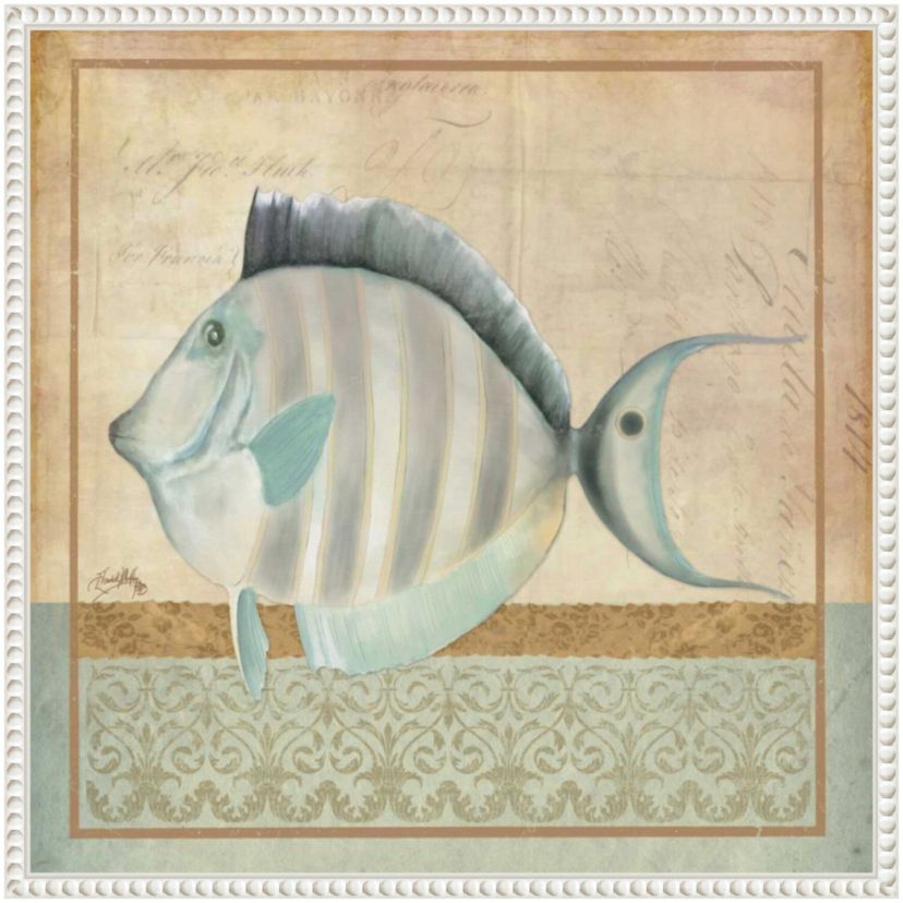 Vintage Fish III Framed Canvas Wall Art Print