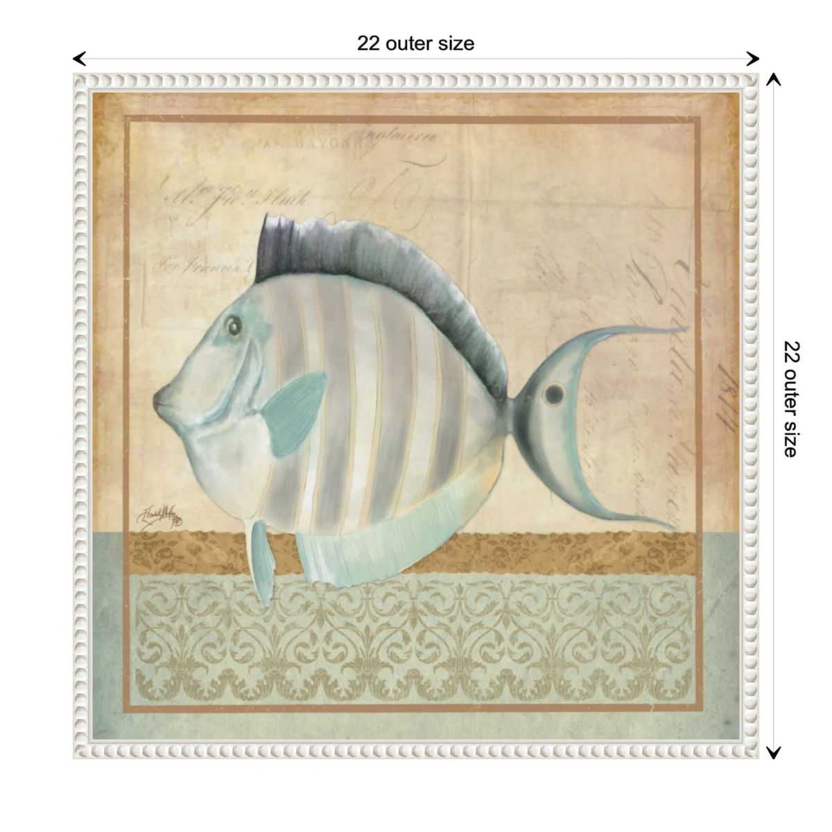 Vintage Fish III Framed Canvas Wall Art Print