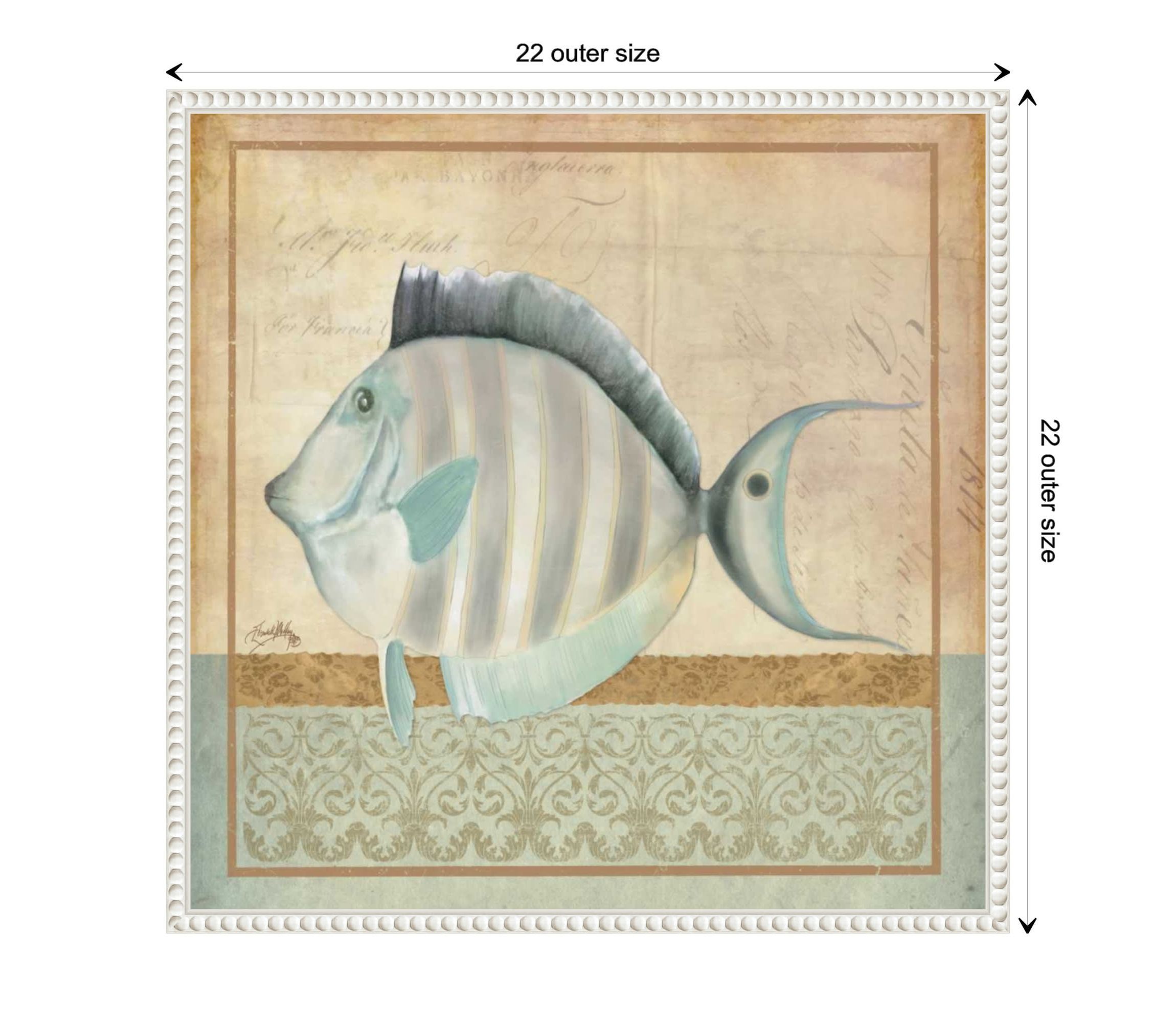 Vintage Fish III Framed Canvas Wall Art Print