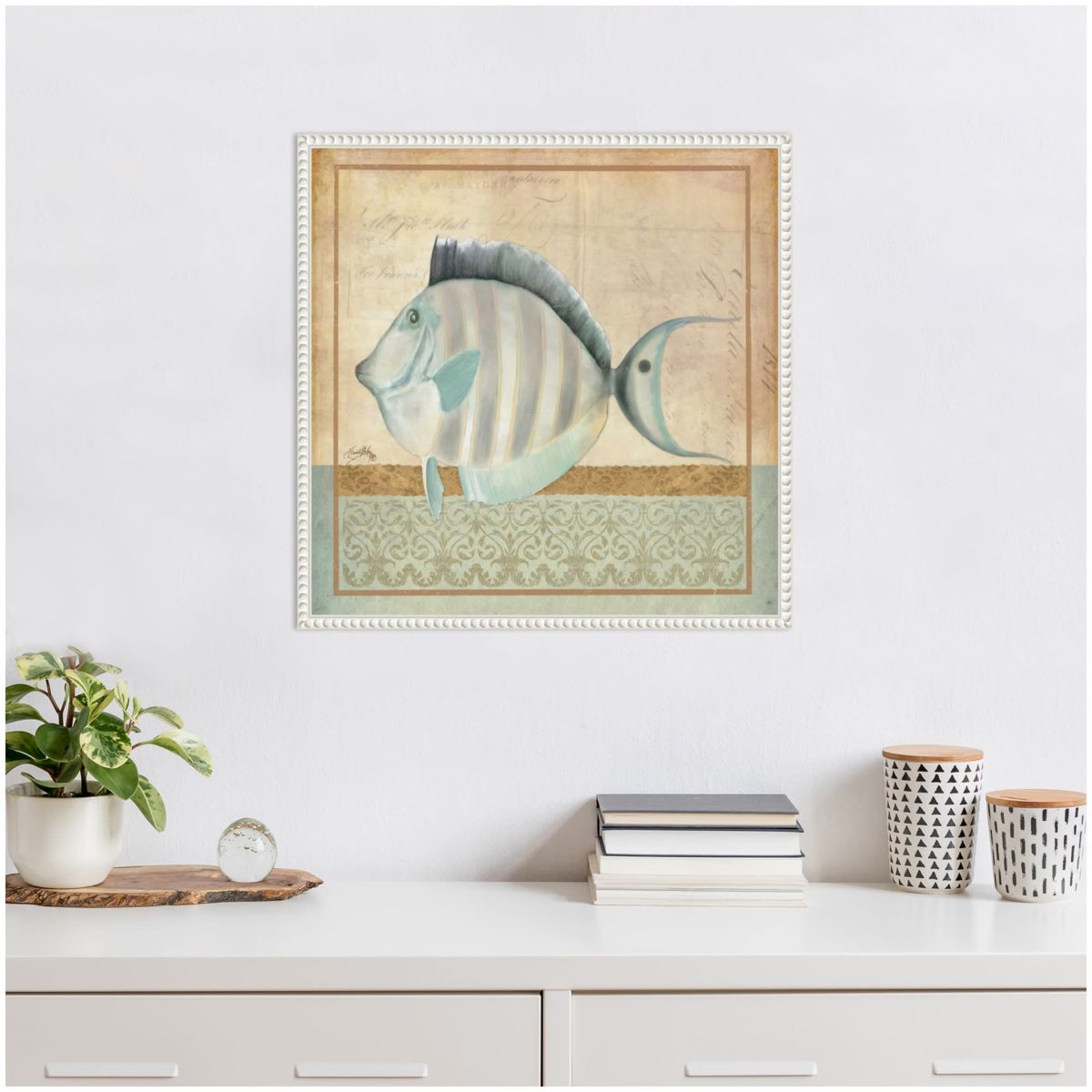 Vintage Fish III Framed Canvas Wall Art Print