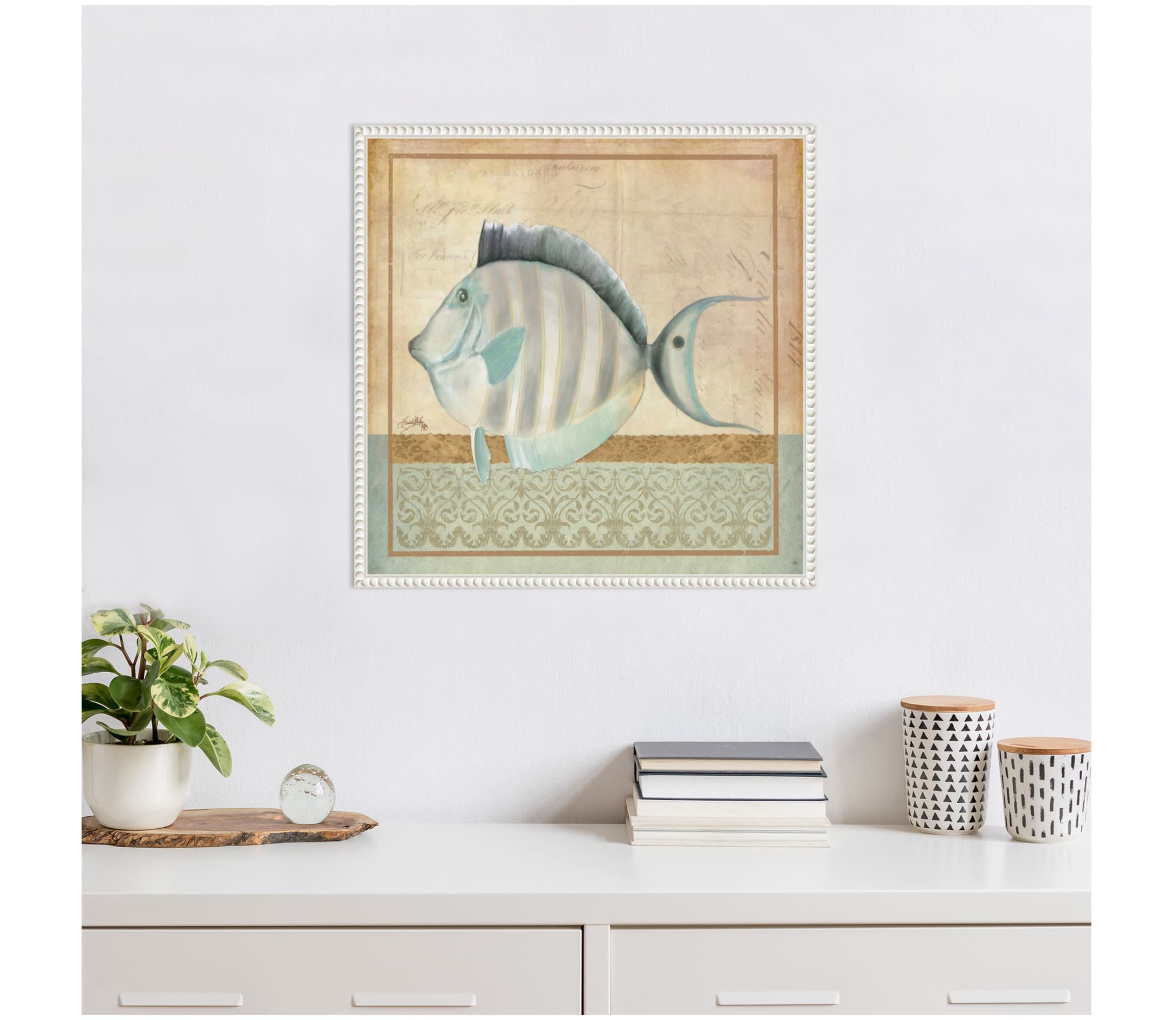 Vintage Fish III Framed Canvas Wall Art Print