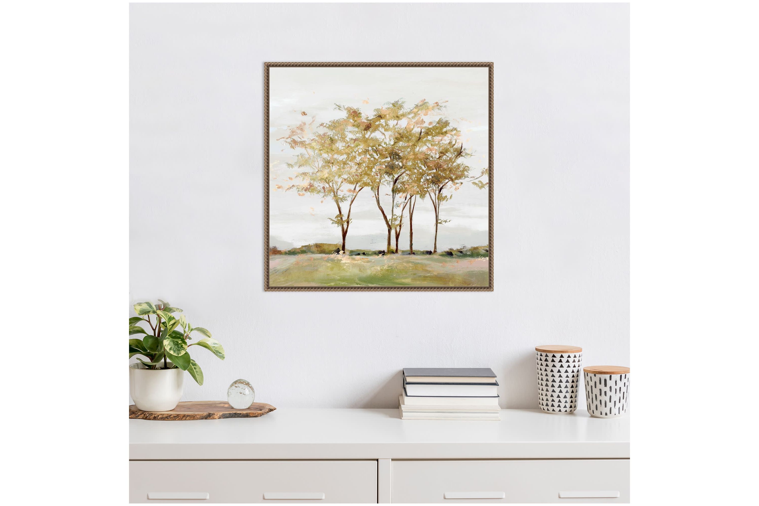 Golden Acre Wood (Trees) Framed Canvas Wall Art Print