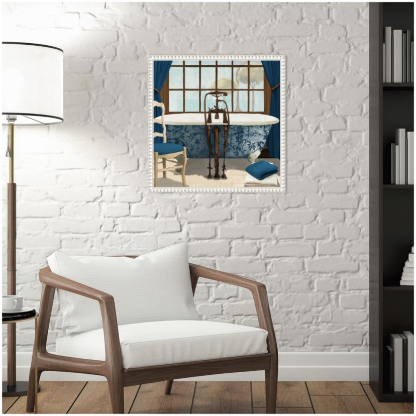 Blue Bath View I Framed Canvas Wall Art Print